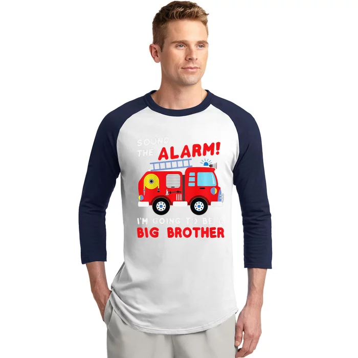 Im Going To Be A Big Brother Firetruck Baby Reveal Baseball Sleeve Shirt