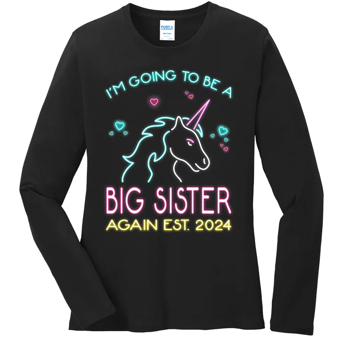 Im Going To Be A Big Sister Again Est 2024 Unicorn Ladies Long Sleeve Shirt