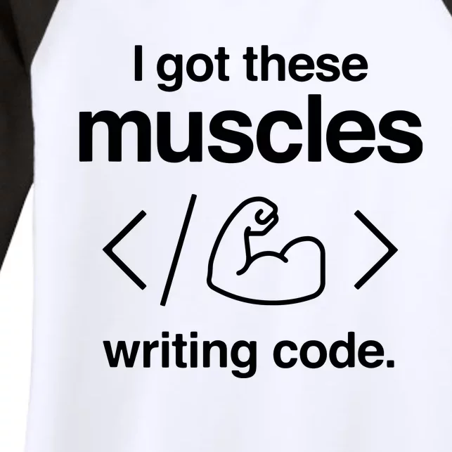 I Got These Muscles Writing Code Funny Computer Coder Women's Tri-Blend 3/4-Sleeve Raglan Shirt