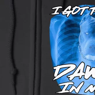 I Got That Dawg In Me Xray Pitbull Ironic Meme Viral Quote Full Zip Hoodie