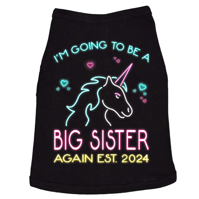 I'm Going To Be A Big Sister Again Est 2024 Unicorn Doggie Tank