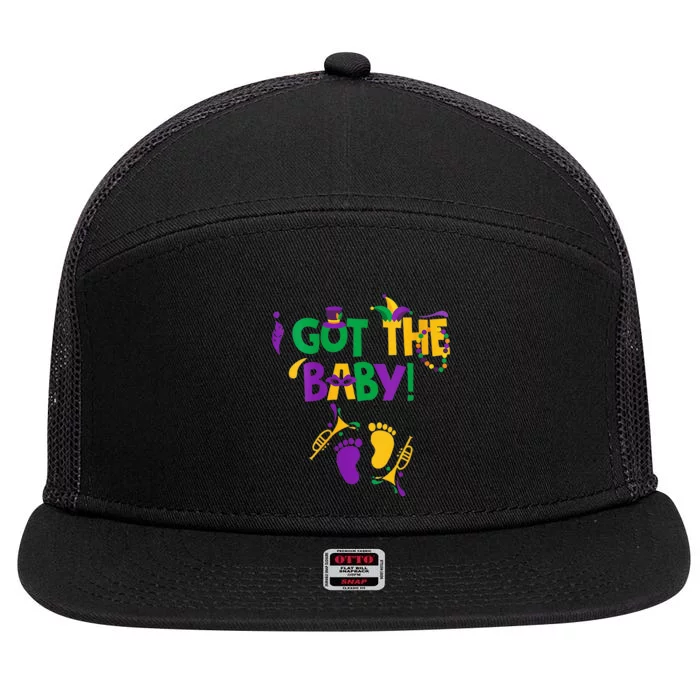 I Got The Baby Pregnancy Announcement Funny Mardi Gra 7 Panel Mesh Trucker Snapback Hat