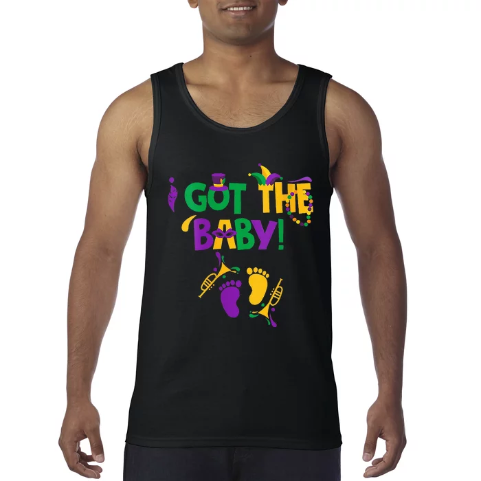 I Got The Baby Pregnancy Announcement Funny Mardi Gra Tank Top