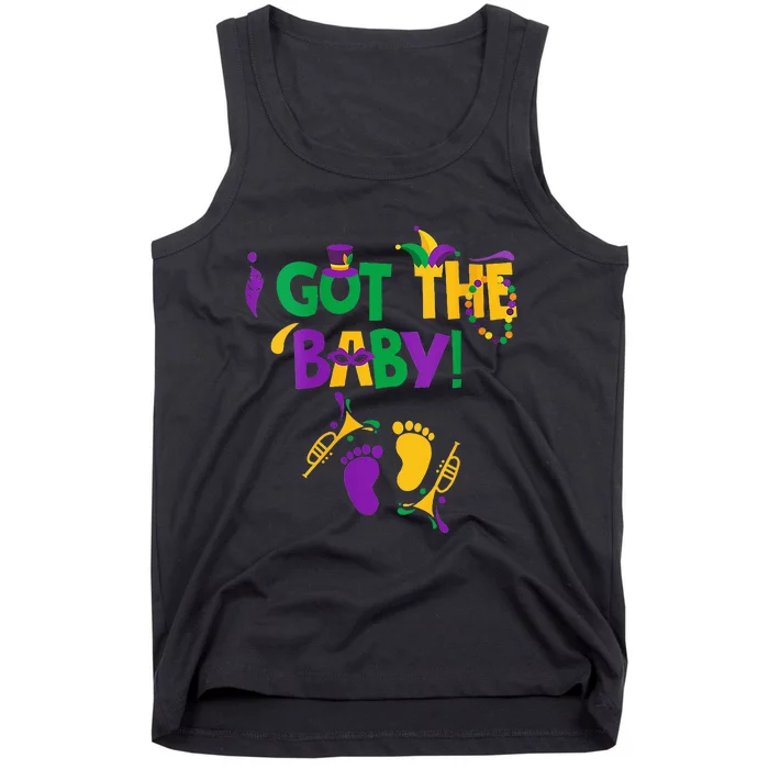 I Got The Baby Pregnancy Announcement Funny Mardi Gra Tank Top