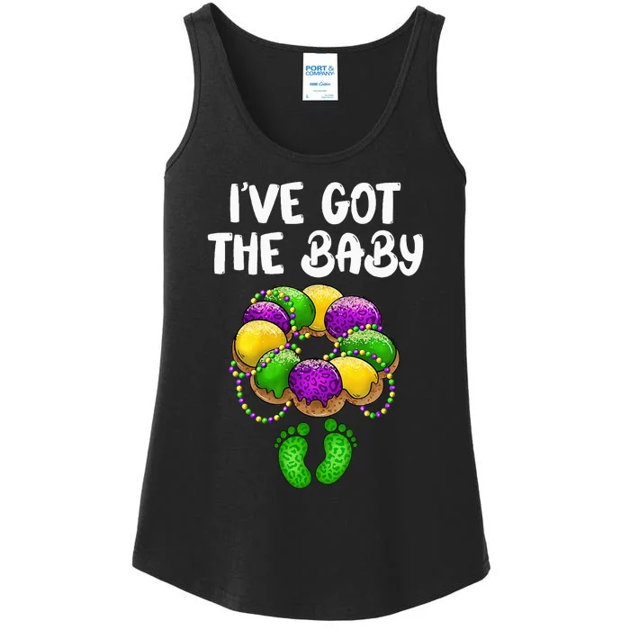 I Got The Baby Pregnancy Announcement Mardi Gras Family Ladies Essential Tank