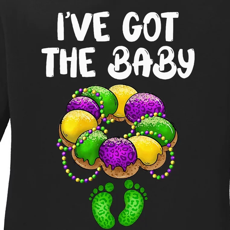 I Got The Baby Pregnancy Announcement Mardi Gras Family Ladies Long Sleeve Shirt