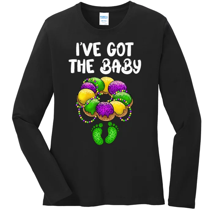 I Got The Baby Pregnancy Announcement Mardi Gras Family Ladies Long Sleeve Shirt