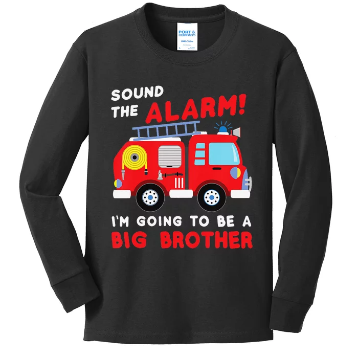 Im going to be a big brother Firetruck baby reveal Kids Long Sleeve Shirt