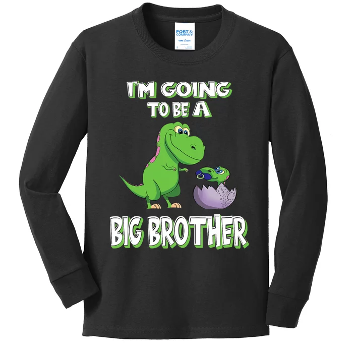 I'm Going To Be A Big Brother Dinosaur Kids Long Sleeve Shirt