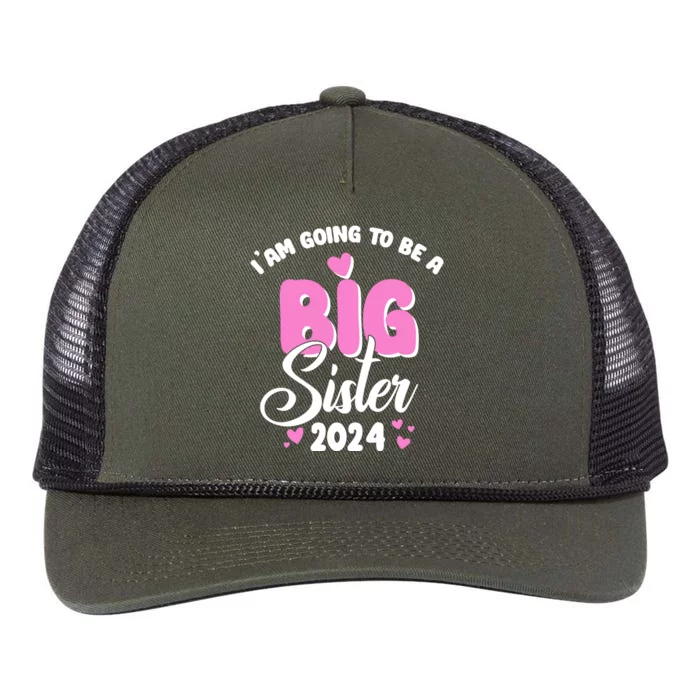 IM Going To Be A Big Sister 2024 Pregnancy Announcement Retro Rope Trucker Hat Cap