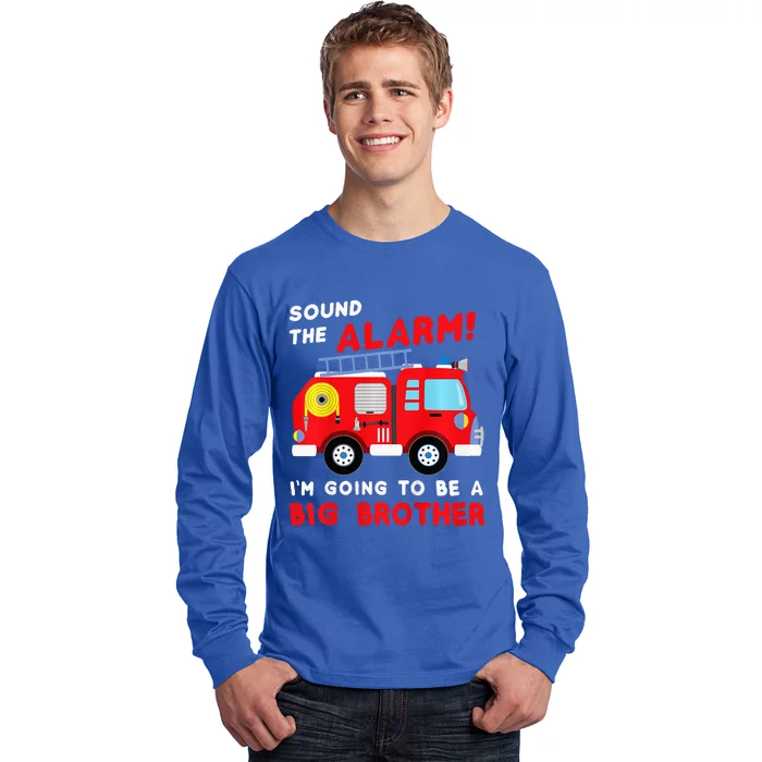 Im Going To Be A Big Brother Firetruck Baby Reveal Long Sleeve Shirt