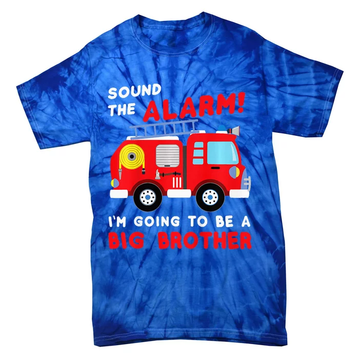 Im Going To Be A Big Brother Firetruck Baby Reveal Tie-Dye T-Shirt