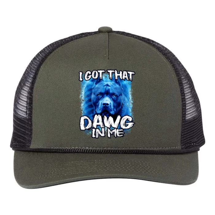 I Got That Dawg In Me Xray Pitbull Ironic Meme Viral Quote Retro Rope Trucker Hat Cap