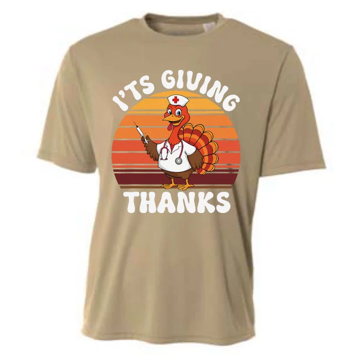 ItS Giving Thanks Nurse Thanksgiving Funny Turkey Nurse Cooling Performance Crew T-Shirt