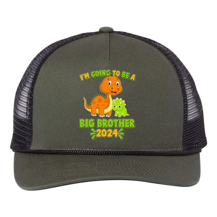 IM Going To Be A Big Brother 2024 Cute Dinosaurs Retro Rope Trucker Hat Cap