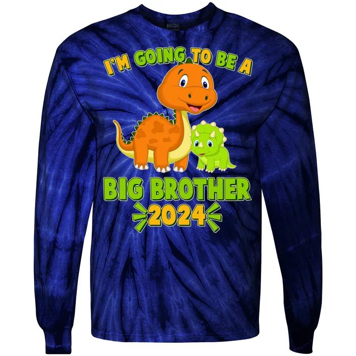 IM Going To Be A Big Brother 2024 Cute Dinosaurs Tie-Dye Long Sleeve Shirt