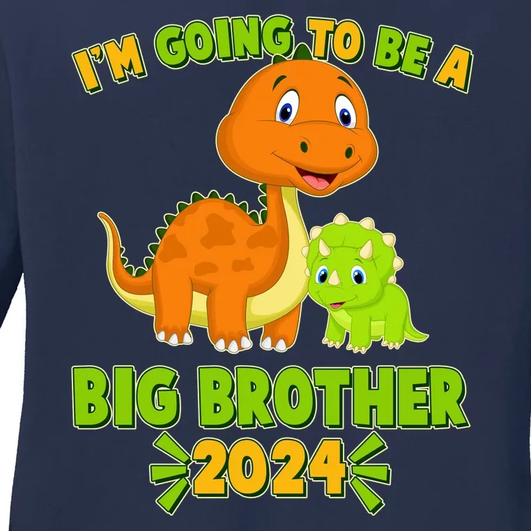 IM Going To Be A Big Brother 2024 Cute Dinosaurs Ladies Long Sleeve Shirt