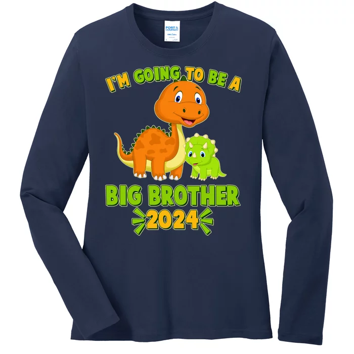 IM Going To Be A Big Brother 2024 Cute Dinosaurs Ladies Long Sleeve Shirt