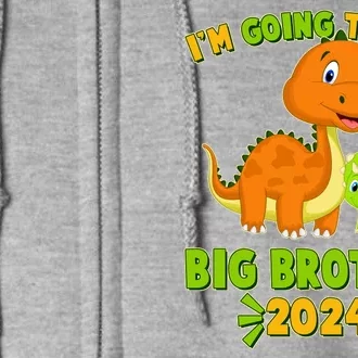 IM Going To Be A Big Brother 2024 Cute Dinosaurs Full Zip Hoodie