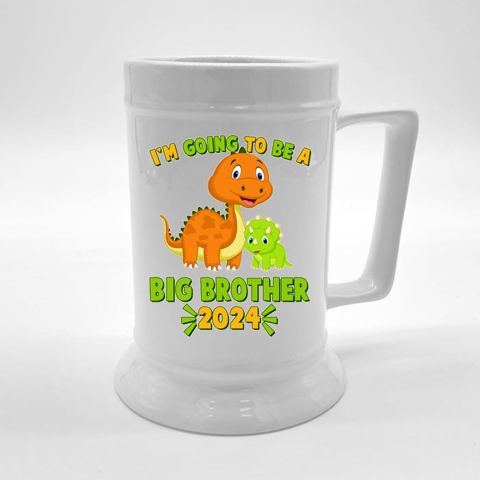 IM Going To Be A Big Brother 2024 Cute Dinosaurs Front & Back Beer Stein