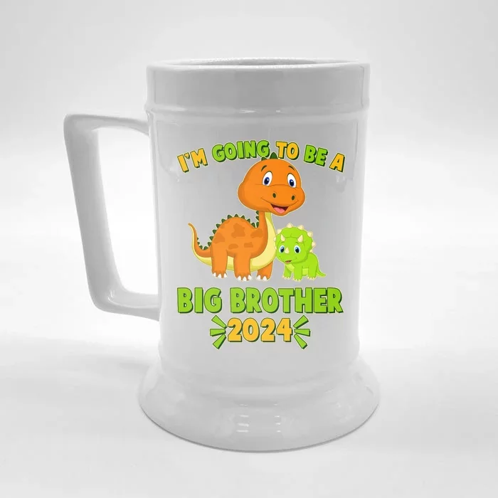 IM Going To Be A Big Brother 2024 Cute Dinosaurs Front & Back Beer Stein