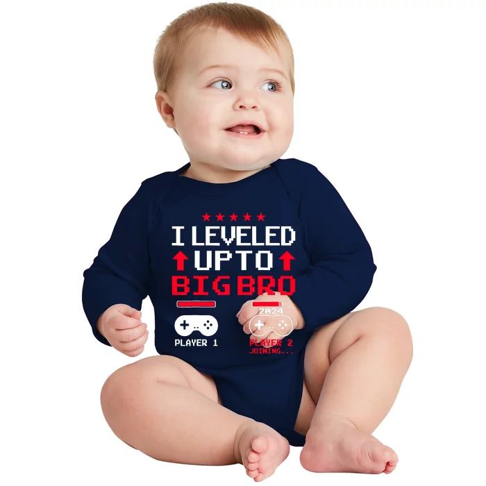 IM Going To Be A Big Brother 2024 I Leveled Up To Big Bro Baby Long Sleeve Bodysuit