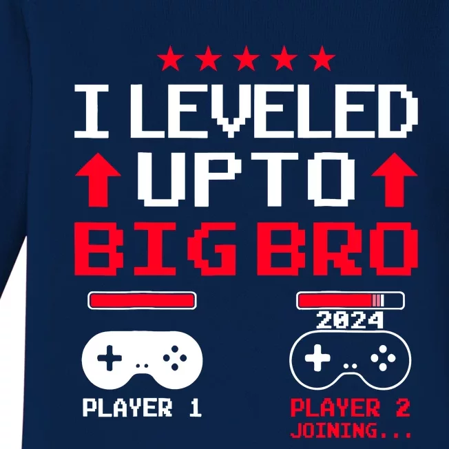 IM Going To Be A Big Brother 2024 I Leveled Up To Big Bro Baby Long Sleeve Bodysuit