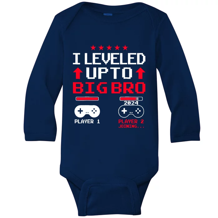 IM Going To Be A Big Brother 2024 I Leveled Up To Big Bro Baby Long Sleeve Bodysuit