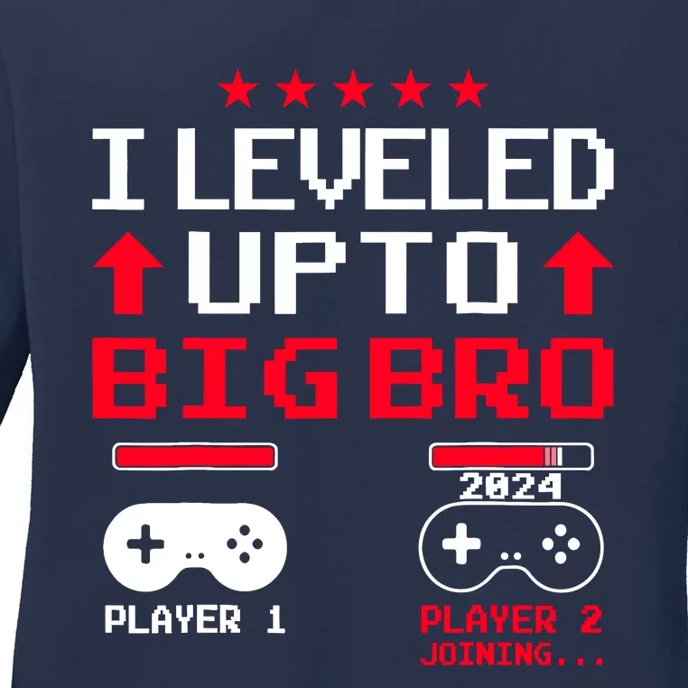 IM Going To Be A Big Brother 2024 I Leveled Up To Big Bro Ladies Long Sleeve Shirt