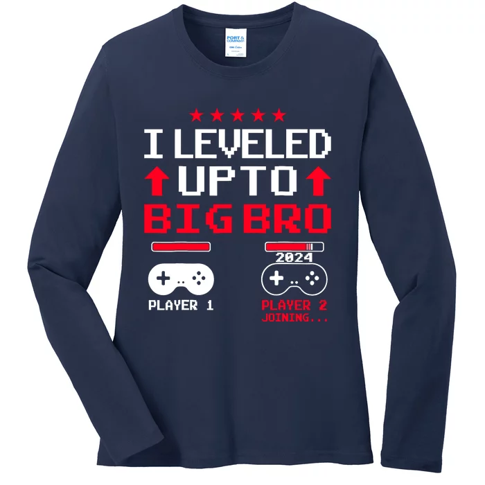 IM Going To Be A Big Brother 2024 I Leveled Up To Big Bro Ladies Long Sleeve Shirt