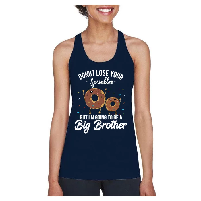 I'm Going To Be A Big Brother Birth Baby Announcement Donut Women's Racerback Tank