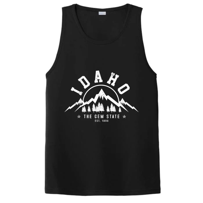 Idaho Gift The Gem State Est 1890 Vintage Mountains Gift Cute Gift Performance Tank