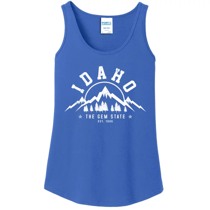 Idaho Gift The Gem State Est 1890 Vintage Mountains Gift Cute Gift Ladies Essential Tank