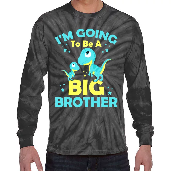 I'm Going To Be A Big Brother Cute Dinosaur Tie-Dye Long Sleeve Shirt