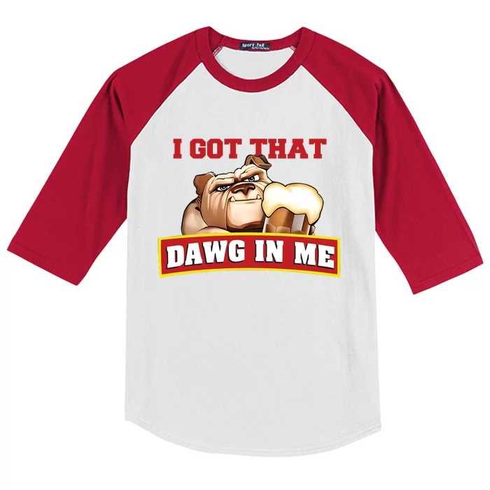 I Got That Dawg In Me Root Beer Dawg Kids Colorblock Raglan Jersey