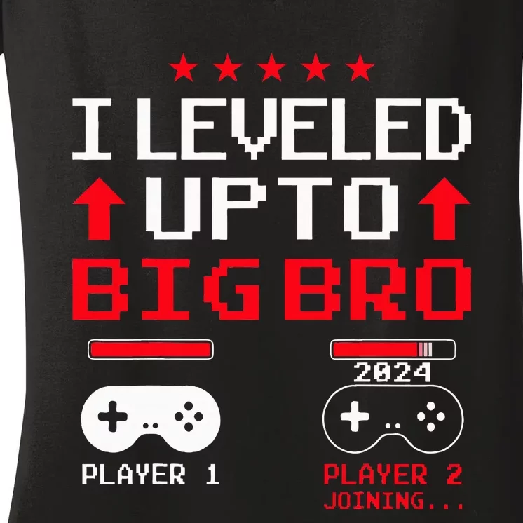 IM Going To Be A Big Brother 2024 I Leveled Up To Big Bro Women's V-Neck T-Shirt