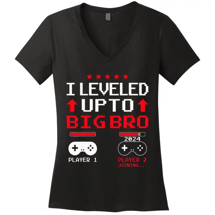 IM Going To Be A Big Brother 2024 I Leveled Up To Big Bro Women's V-Neck T-Shirt