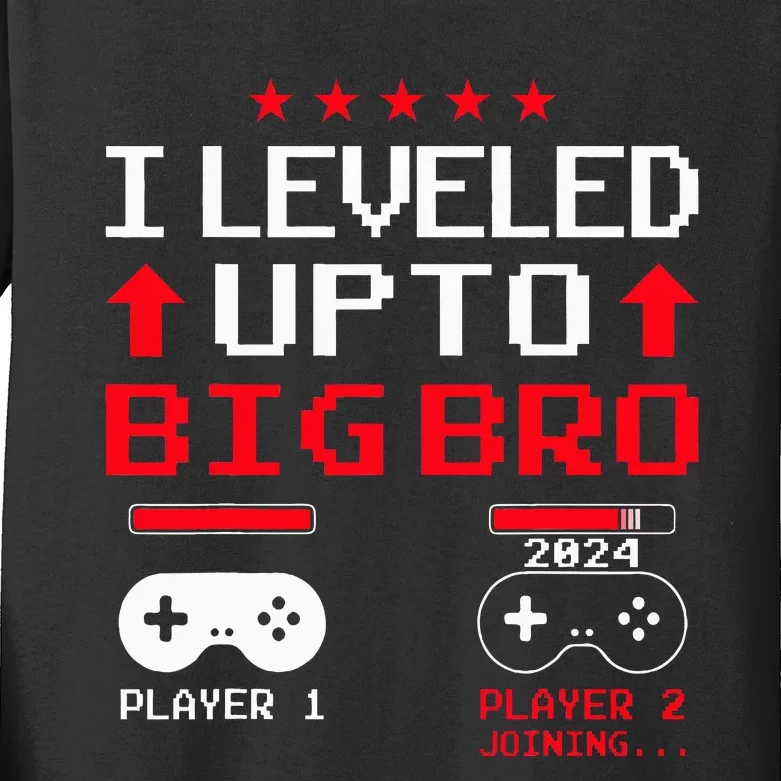 IM Going To Be A Big Brother 2024 I Leveled Up To Big Bro Kids Long Sleeve Shirt