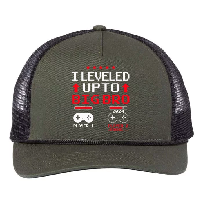 IM Going To Be A Big Brother 2024 I Leveled Up To Big Bro Retro Rope Trucker Hat Cap