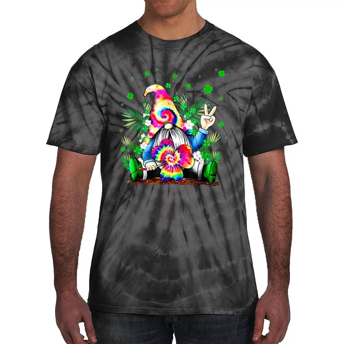 Irish Gnome Tie Dye Shamrock St Patrick Day Peace Love Luck Tie-Dye T-Shirt