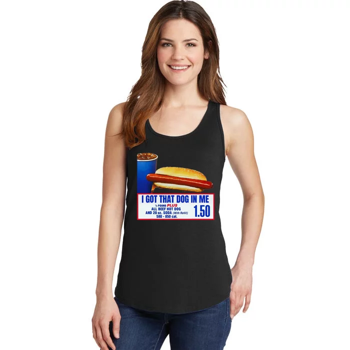 I Got That Dog In Me Funny Retro Vintage Sports Meme Hotdog Ladies Essential Tank