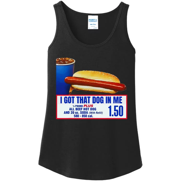 I Got That Dog In Me Funny Retro Vintage Sports Meme Hotdog Ladies Essential Tank