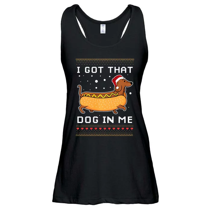 I got that dog in me Hot dog Meme Dachshund xmas Ladies Essential Flowy Tank