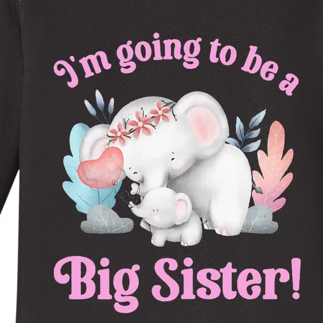 I Going To Be A Big Sister Elephant Daughter Announcement Baby Long Sleeve Bodysuit