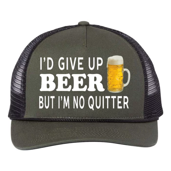 I'd Give Up Beer But I'm No Quitter Funny - Unisex Retro Rope Trucker Hat Cap