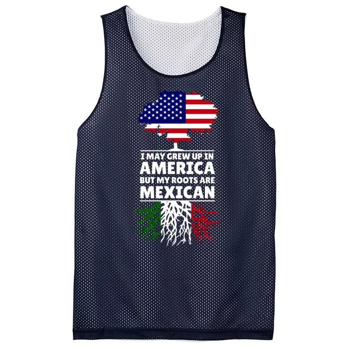 I Grew Up In America But My Roots Are Mexican Mesh Reversible Basketball Jersey Tank