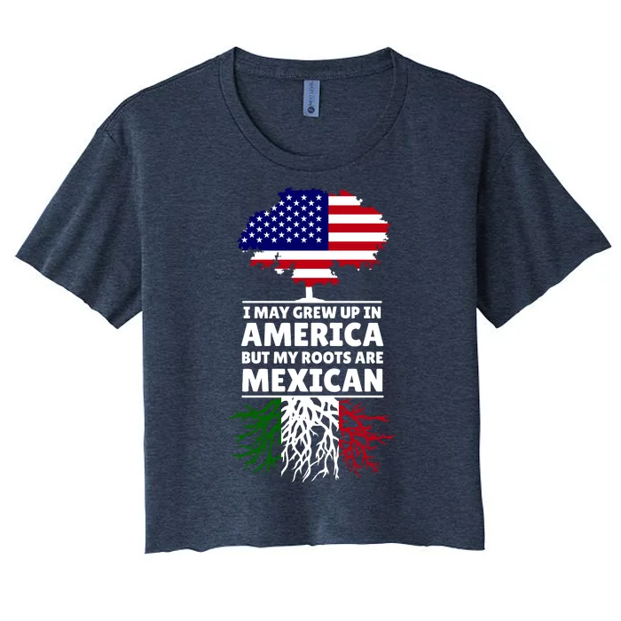 I Grew Up In America But My Roots Are Mexican Women's Crop Top Tee