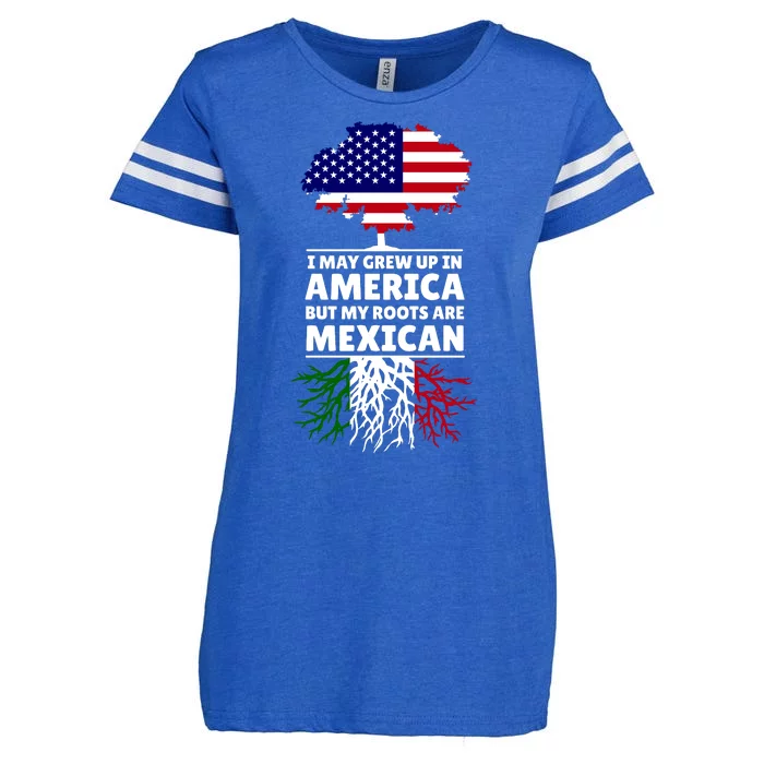 I Grew Up In America But My Roots Are Mexican Enza Ladies Jersey Football T-Shirt