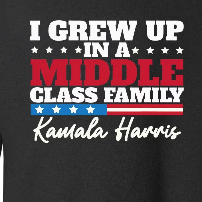 I Grew Up In A Middle Class Family Flag American Kamala Toddler Sweatshirt