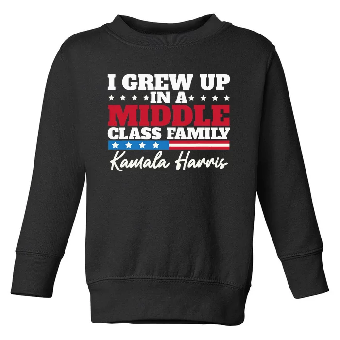 I Grew Up In A Middle Class Family Flag American Kamala Toddler Sweatshirt